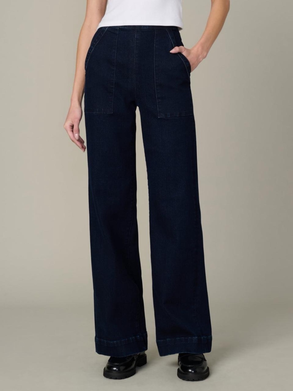 Joe's Jeans The Side Zip Wide Leg Dark Wash High Rise Denim Size 31